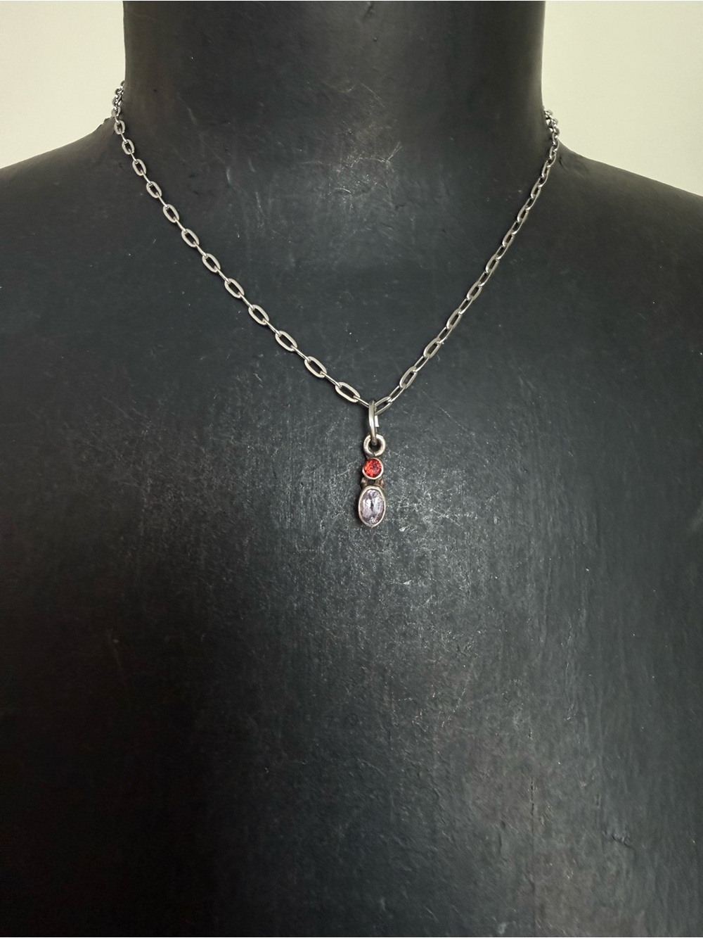 Garnet amethyst minimalist gemstone necklace pendant layering jewelry boho style